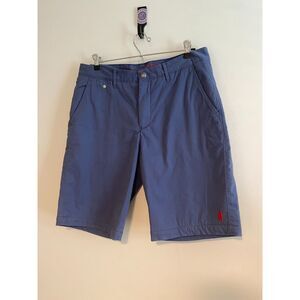 Johnnie O Tailgater Shorts Size 32 Fleece Lined Khaki Steele Blue Grey